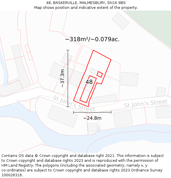 48, BASKERVILLE, MALMESBURY, SN16 9BS: Plot and title map
