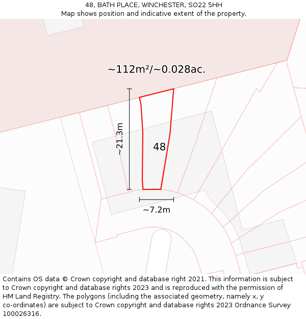 48, BATH PLACE, WINCHESTER, SO22 5HH: Plot and title map