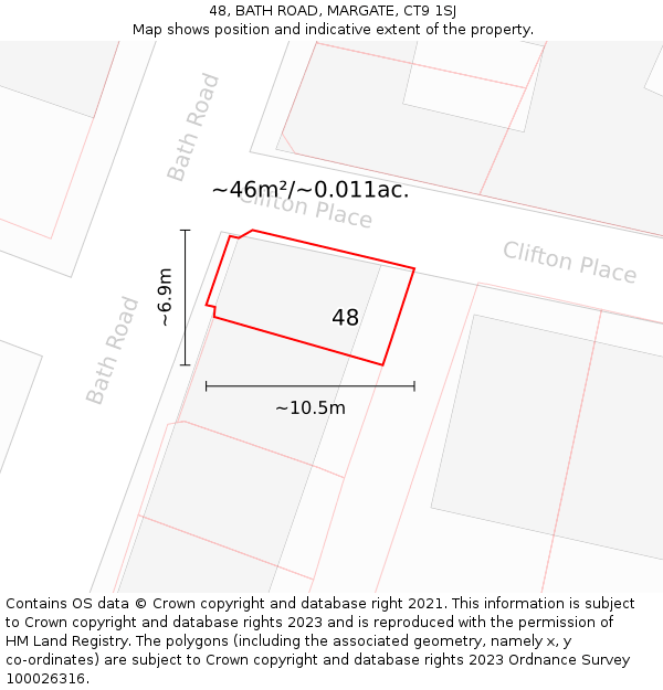 48, BATH ROAD, MARGATE, CT9 1SJ: Plot and title map
