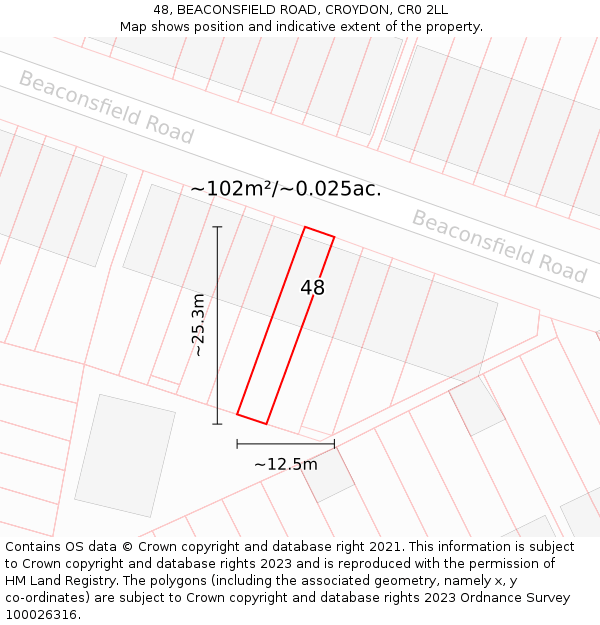 48, BEACONSFIELD ROAD, CROYDON, CR0 2LL: Plot and title map