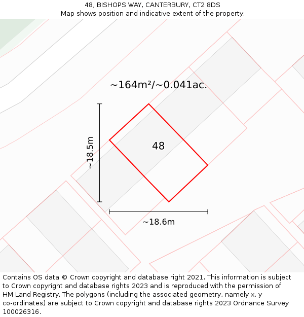 48, BISHOPS WAY, CANTERBURY, CT2 8DS: Plot and title map