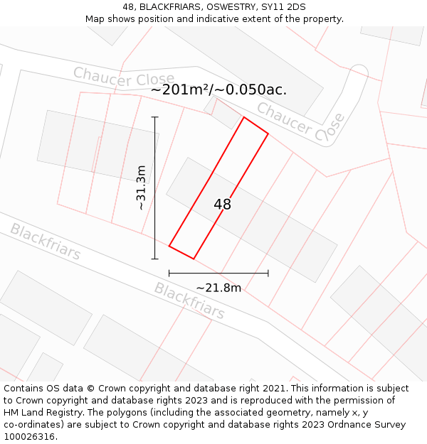 48, BLACKFRIARS, OSWESTRY, SY11 2DS: Plot and title map