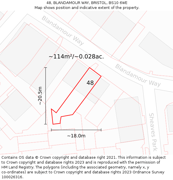 48, BLANDAMOUR WAY, BRISTOL, BS10 6WE: Plot and title map