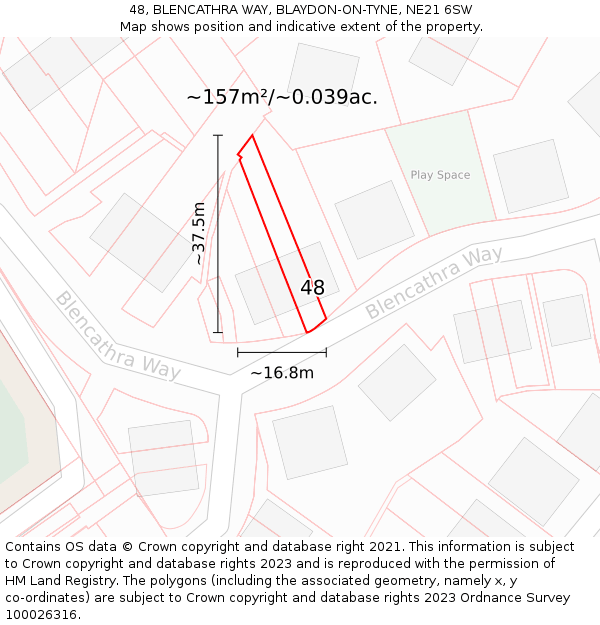 48, BLENCATHRA WAY, BLAYDON-ON-TYNE, NE21 6SW: Plot and title map