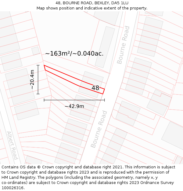 48, BOURNE ROAD, BEXLEY, DA5 1LU: Plot and title map