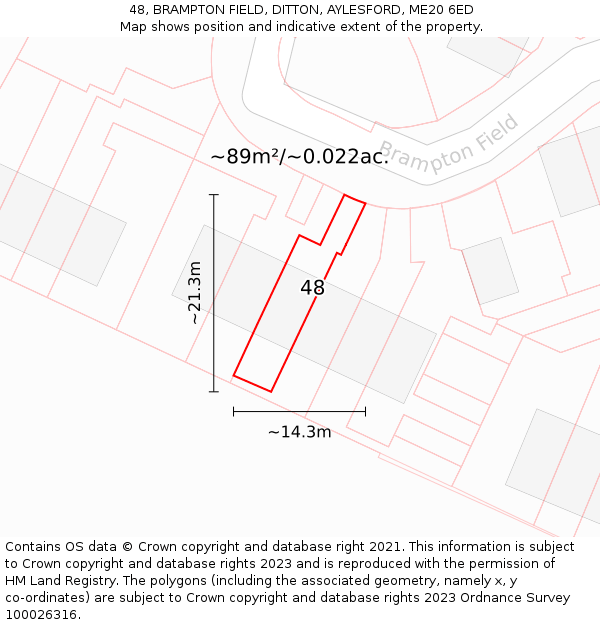 48, BRAMPTON FIELD, DITTON, AYLESFORD, ME20 6ED: Plot and title map