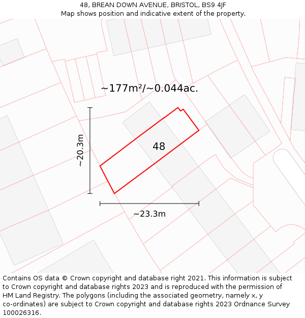 48, BREAN DOWN AVENUE, BRISTOL, BS9 4JF: Plot and title map