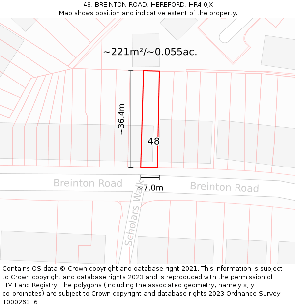 48, BREINTON ROAD, HEREFORD, HR4 0JX: Plot and title map