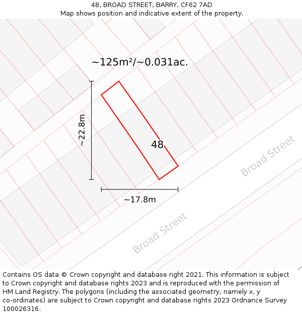 48, BROAD STREET, BARRY, CF62 7AD: Plot and title map