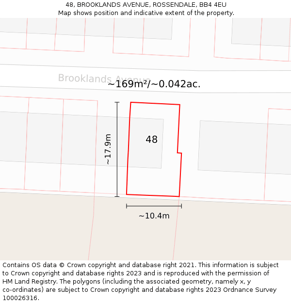 48, BROOKLANDS AVENUE, ROSSENDALE, BB4 4EU: Plot and title map