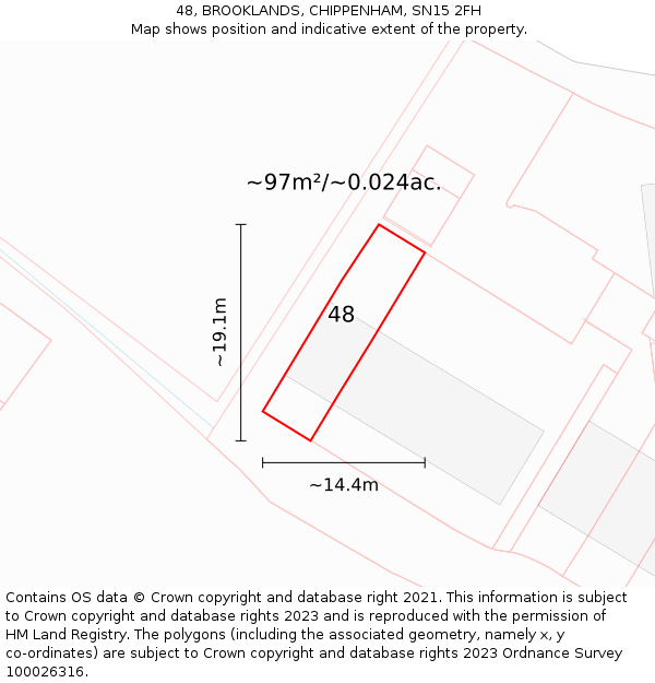 48, BROOKLANDS, CHIPPENHAM, SN15 2FH: Plot and title map