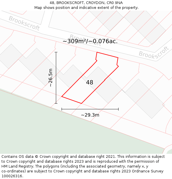 48, BROOKSCROFT, CROYDON, CR0 9NA: Plot and title map