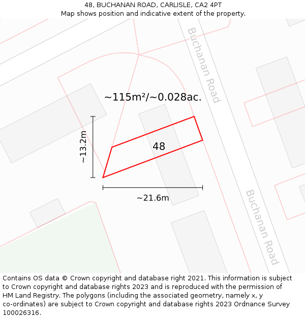48, BUCHANAN ROAD, CARLISLE, CA2 4PT: Plot and title map