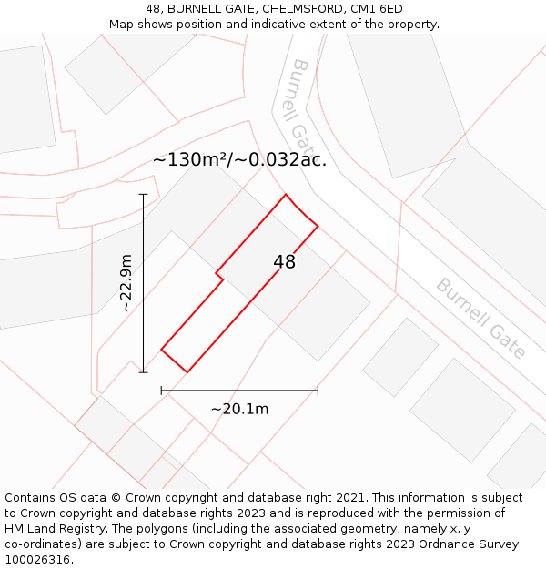 48, BURNELL GATE, CHELMSFORD, CM1 6ED: Plot and title map