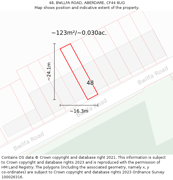 48, BWLLFA ROAD, ABERDARE, CF44 8UG: Plot and title map