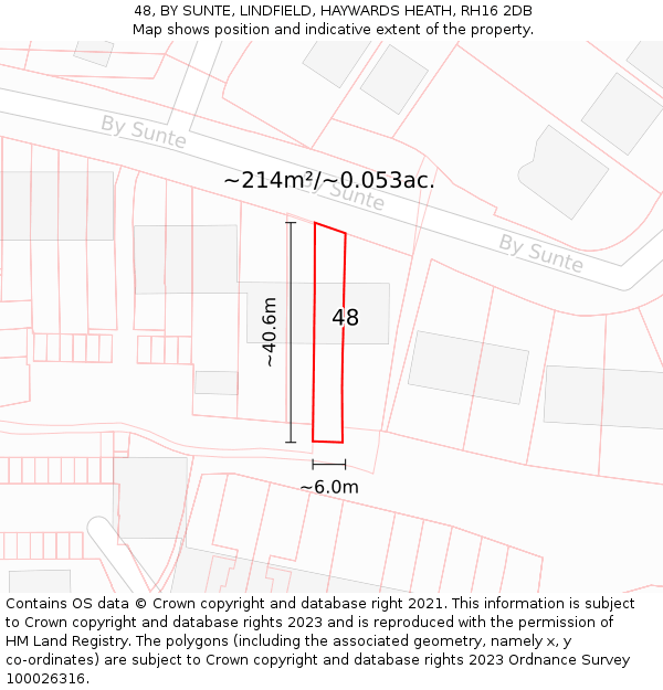 48, BY SUNTE, LINDFIELD, HAYWARDS HEATH, RH16 2DB: Plot and title map
