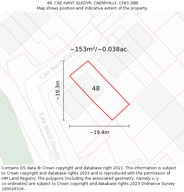 48, CAE NANT GLEDYR, CAERPHILLY, CF83 2BB: Plot and title map