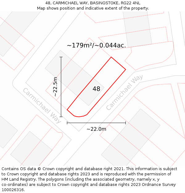 48, CARMICHAEL WAY, BASINGSTOKE, RG22 4NL: Plot and title map