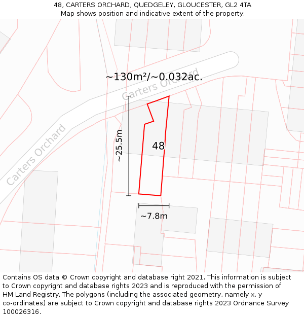48, CARTERS ORCHARD, QUEDGELEY, GLOUCESTER, GL2 4TA: Plot and title map