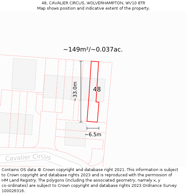 48, CAVALIER CIRCUS, WOLVERHAMPTON, WV10 8TR: Plot and title map