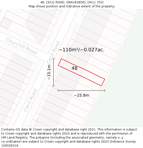 48, CECIL ROAD, GRAVESEND, DA11 7DG: Plot and title map