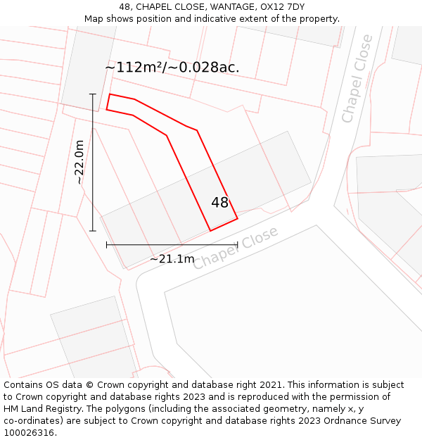 48, CHAPEL CLOSE, WANTAGE, OX12 7DY: Plot and title map