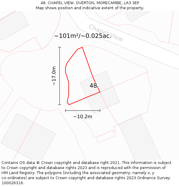 48, CHAPEL VIEW, OVERTON, MORECAMBE, LA3 3EP: Plot and title map