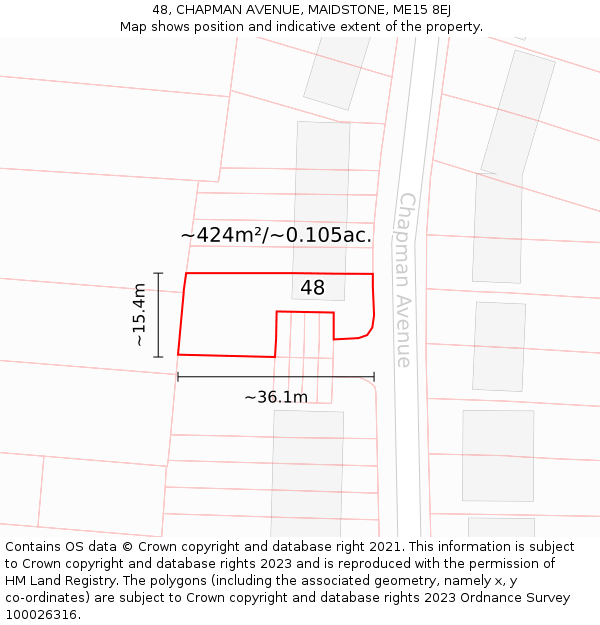 48, CHAPMAN AVENUE, MAIDSTONE, ME15 8EJ: Plot and title map