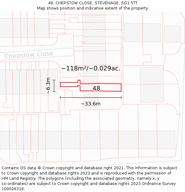 48, CHEPSTOW CLOSE, STEVENAGE, SG1 5TT: Plot and title map