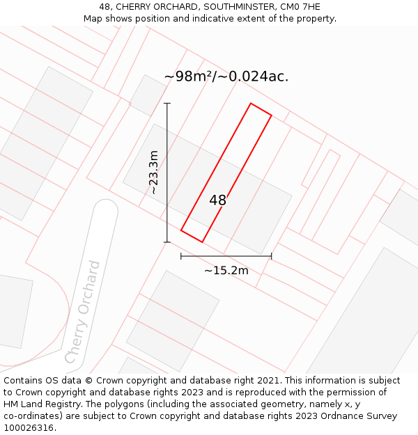 48, CHERRY ORCHARD, SOUTHMINSTER, CM0 7HE: Plot and title map
