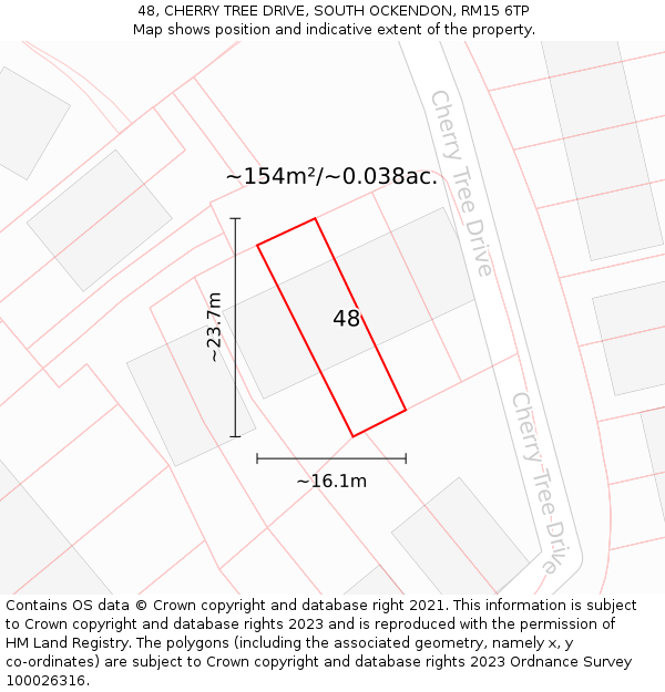 48, CHERRY TREE DRIVE, SOUTH OCKENDON, RM15 6TP: Plot and title map