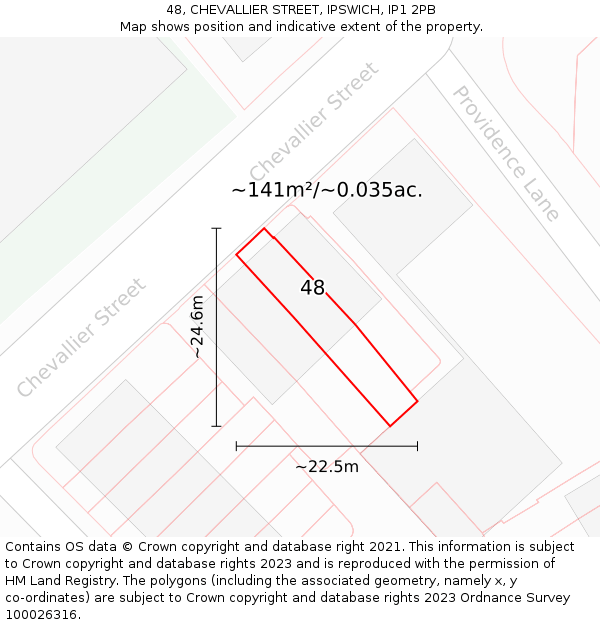 48, CHEVALLIER STREET, IPSWICH, IP1 2PB: Plot and title map