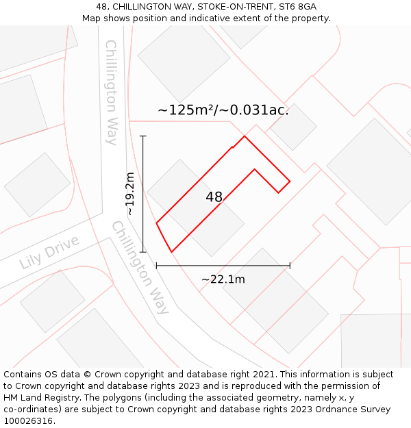 48, CHILLINGTON WAY, STOKE-ON-TRENT, ST6 8GA: Plot and title map