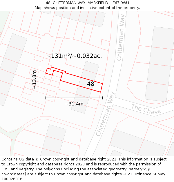 48, CHITTERMAN WAY, MARKFIELD, LE67 9WU: Plot and title map