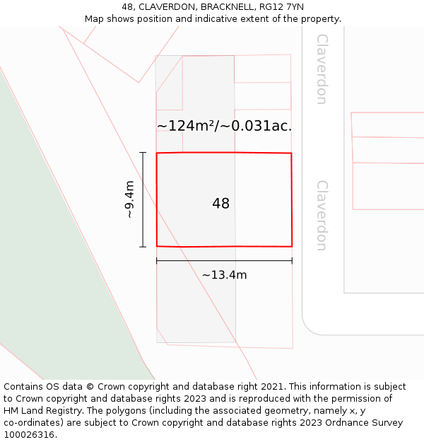 48, CLAVERDON, BRACKNELL, RG12 7YN: Plot and title map