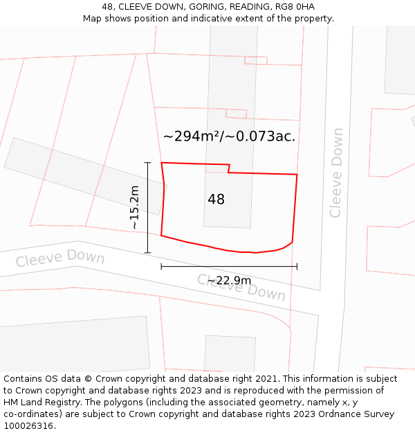 48, CLEEVE DOWN, GORING, READING, RG8 0HA: Plot and title map