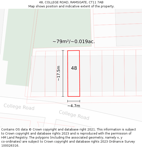 48, COLLEGE ROAD, RAMSGATE, CT11 7AB: Plot and title map
