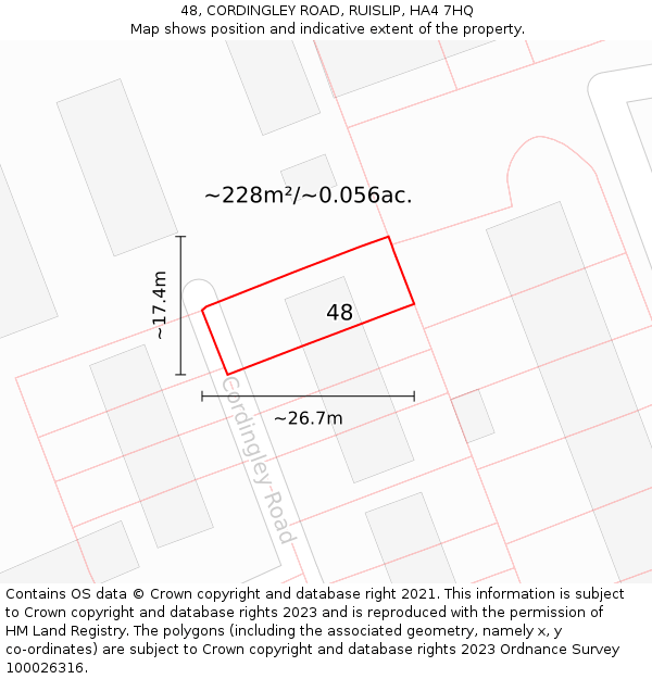 48, CORDINGLEY ROAD, RUISLIP, HA4 7HQ: Plot and title map