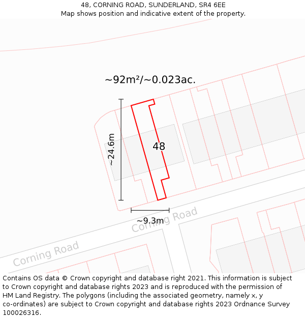48, CORNING ROAD, SUNDERLAND, SR4 6EE: Plot and title map