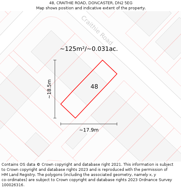 48, CRAITHIE ROAD, DONCASTER, DN2 5EG: Plot and title map