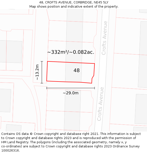 48, CROFTS AVENUE, CORBRIDGE, NE45 5LY: Plot and title map