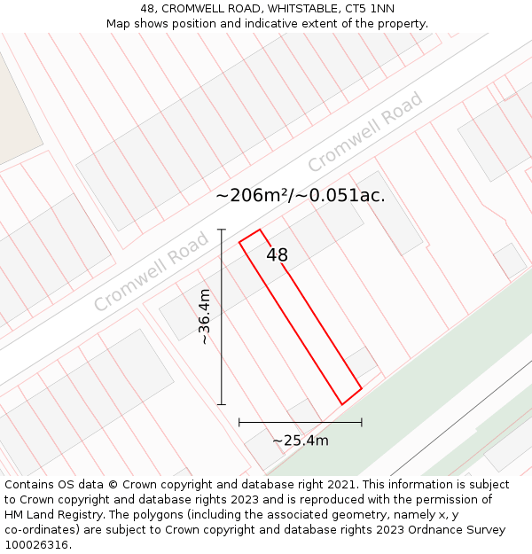 48, CROMWELL ROAD, WHITSTABLE, CT5 1NN: Plot and title map