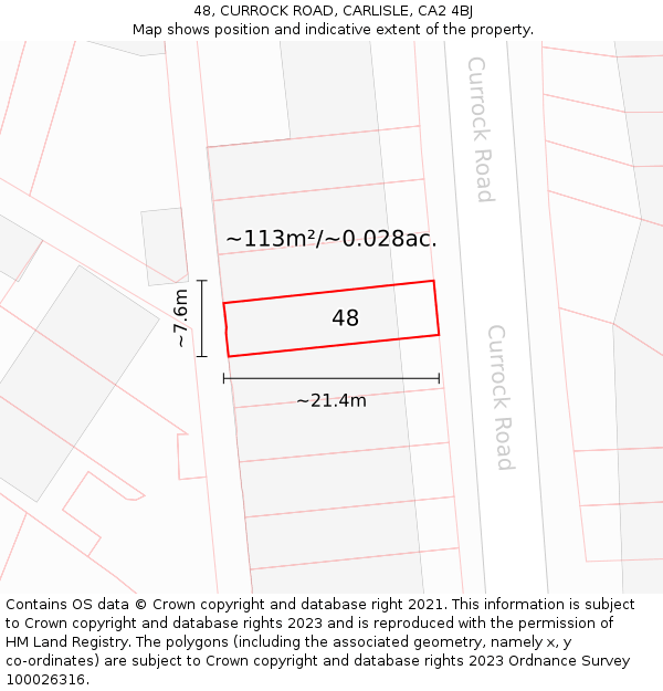 48, CURROCK ROAD, CARLISLE, CA2 4BJ: Plot and title map