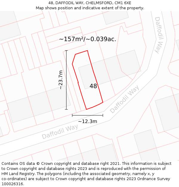 48, DAFFODIL WAY, CHELMSFORD, CM1 6XE: Plot and title map