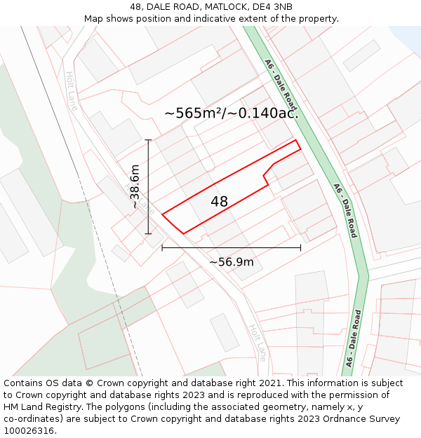 48, DALE ROAD, MATLOCK, DE4 3NB: Plot and title map