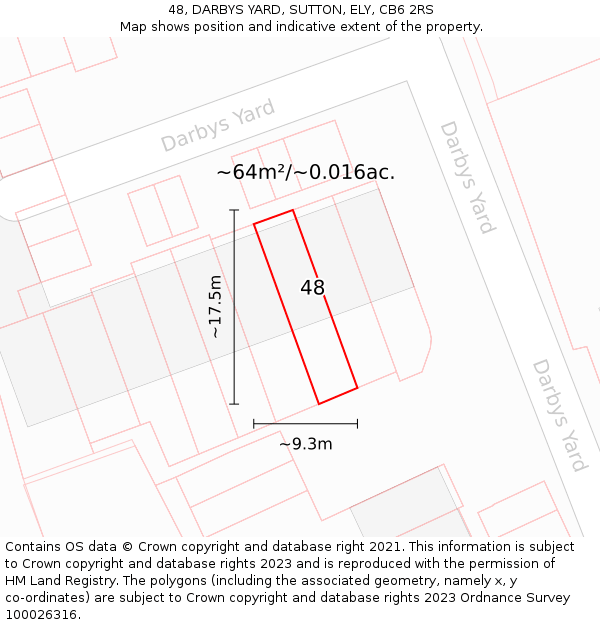 48, DARBYS YARD, SUTTON, ELY, CB6 2RS: Plot and title map