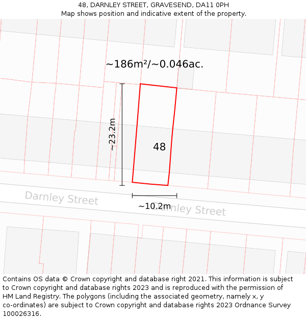 48, DARNLEY STREET, GRAVESEND, DA11 0PH: Plot and title map