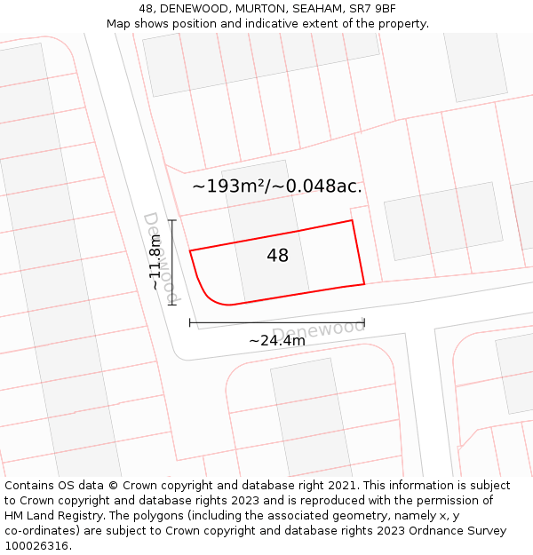 48, DENEWOOD, MURTON, SEAHAM, SR7 9BF: Plot and title map