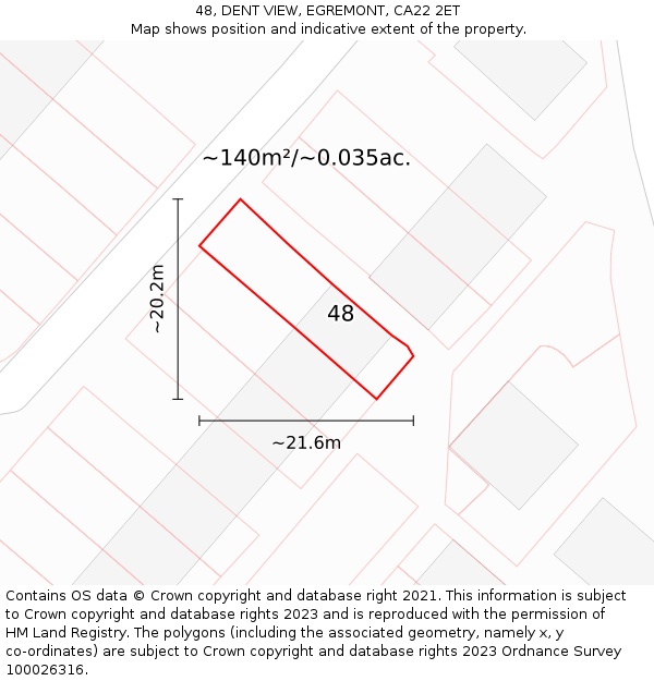 48, DENT VIEW, EGREMONT, CA22 2ET: Plot and title map