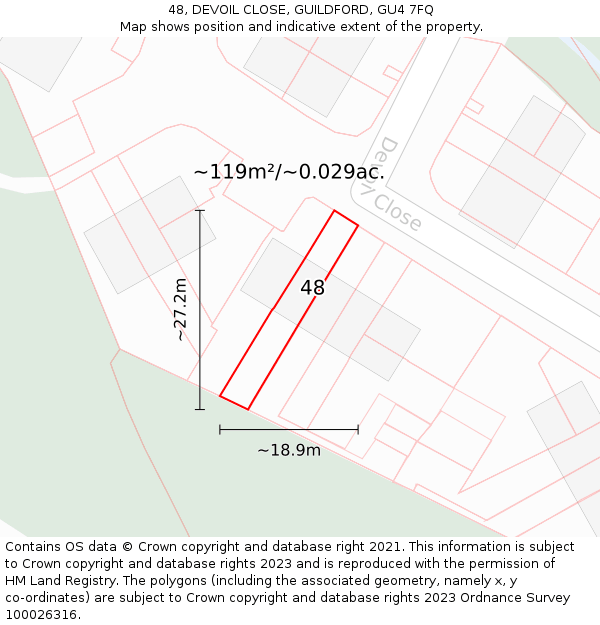48, DEVOIL CLOSE, GUILDFORD, GU4 7FQ: Plot and title map